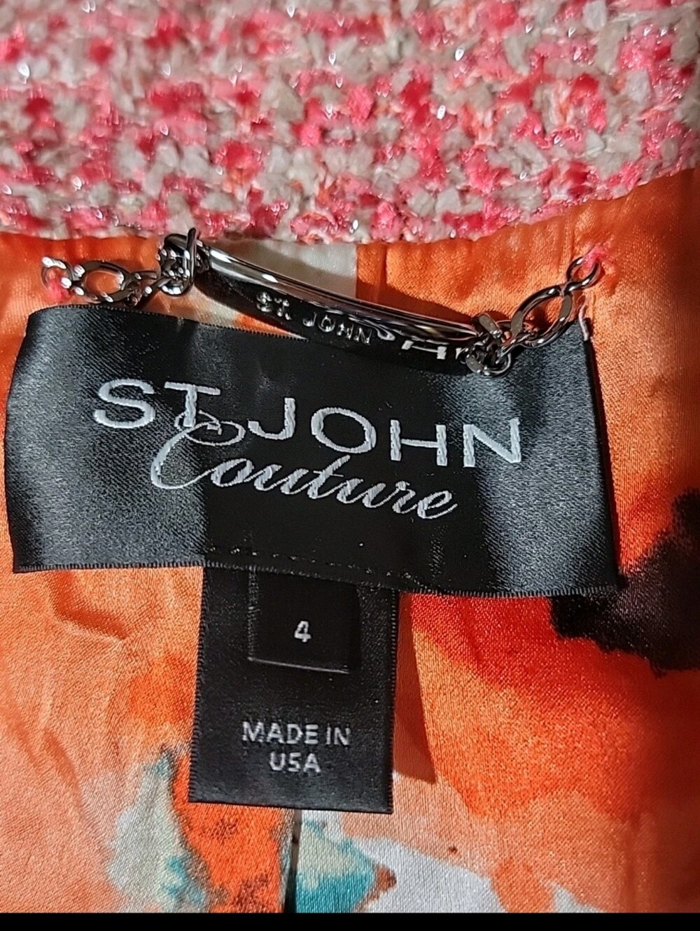 ST. JOHN COUTURE Black Label PINK Gray Eyelash Tweed Sz 4 Jacket  & Skirt #C7 - Picture 16 of 16